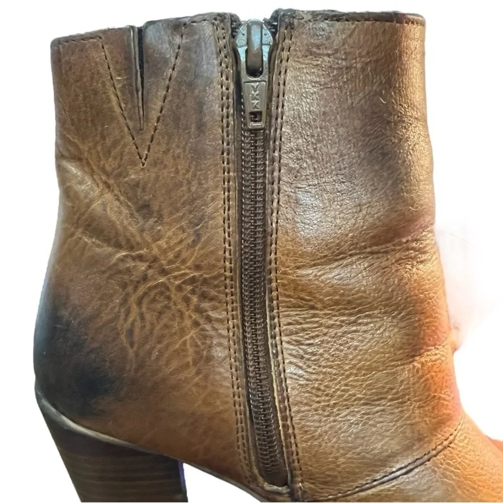 Diba True Jilly Ann Leather Fringed Side Zip Booties Size 7.5